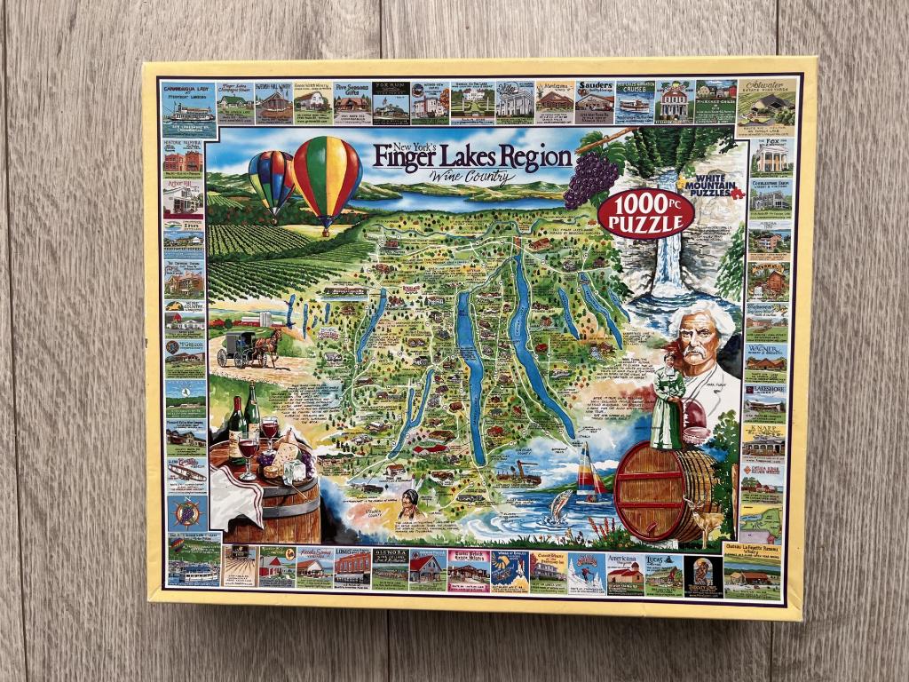 White Mountain puzzel - New York Finger Lakes Region- 1000, Ophalen of Verzenden, 500 t/m 1500 stukjes, Gebruikt, Legpuzzel