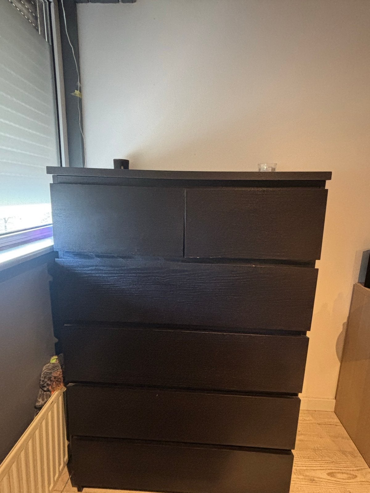 IKEA Malm ladekast zwart - 6 lades, Ophalen, Gebruikt, 5 laden of meer, 100 tot 150 cm