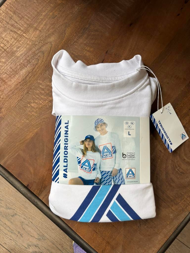 Aldi sweater Aldimania sweatshirt maat L unisex, ., Wit, Maat 42/44 (L), Nieuw