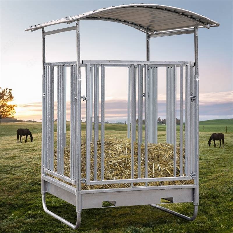 VOSS.farming BASIC paardenhooiruif met dak zgan, Weidegang, 4 paarden of pony's of meer