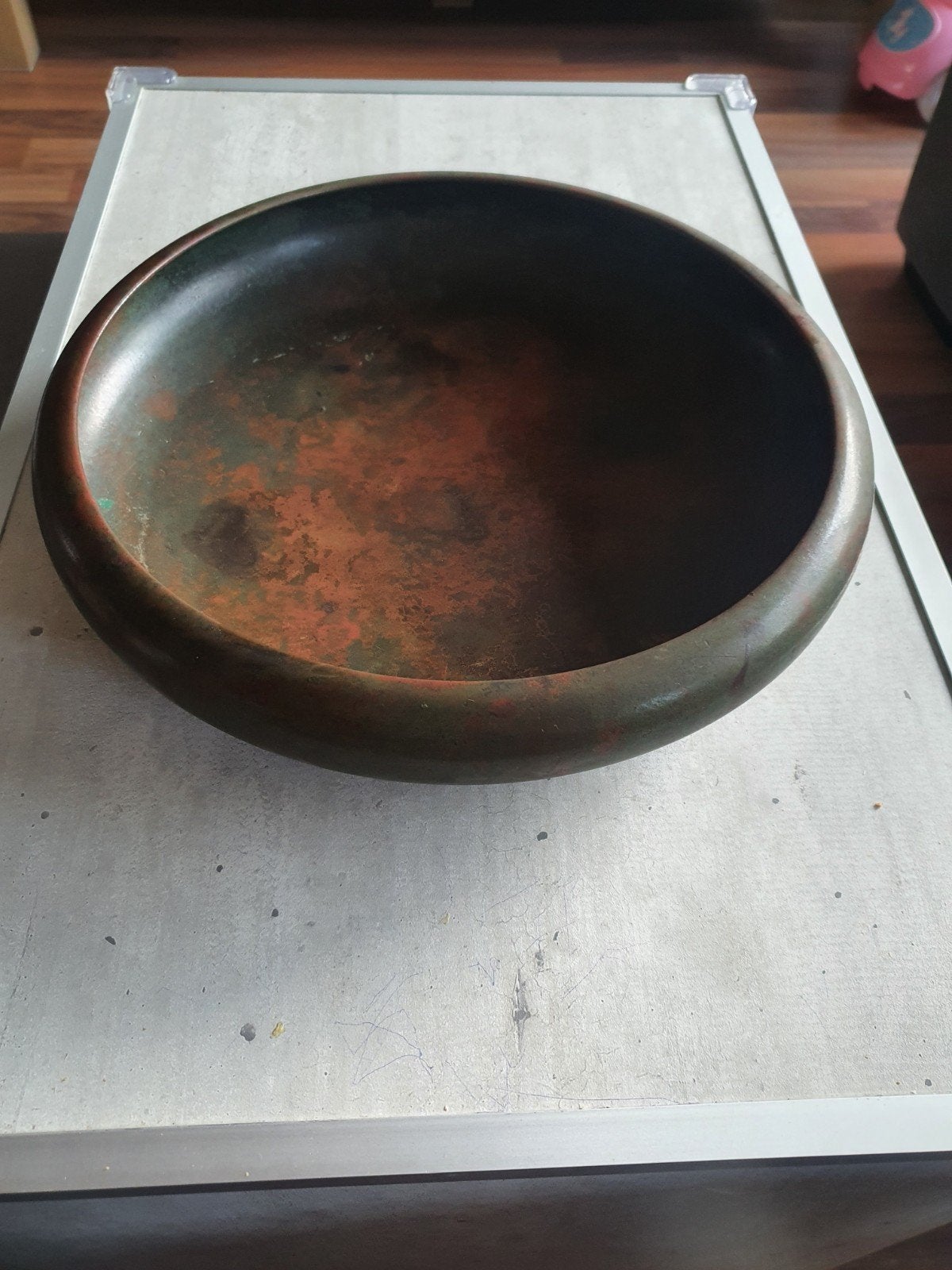 Antieke bronzen schaal met patina, Antiek en Kunst, Ophalen of Verzenden
