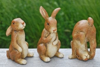 Leuke Haasjes, konijntjes, set van 3, bruin, Ophalen of Verzenden, Nieuw, Steen, Dierenbeeld