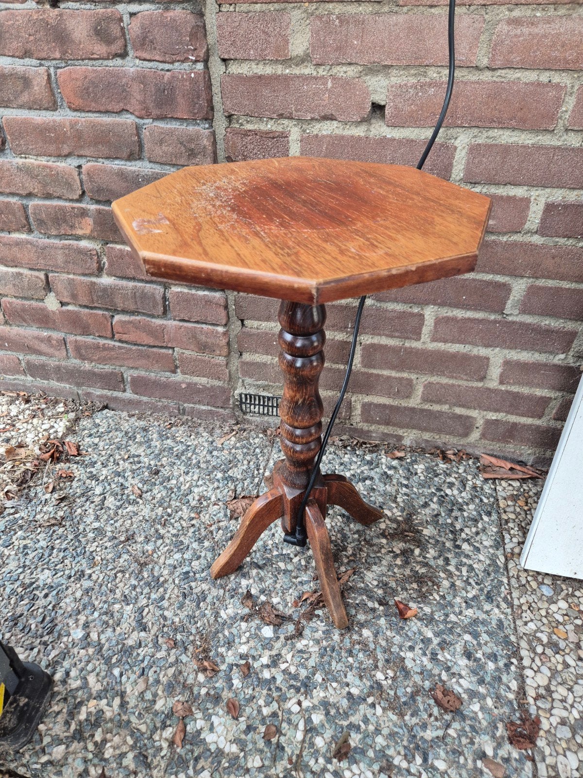 Vintage houten bijzettafel - zeshoekig blad, Ophalen