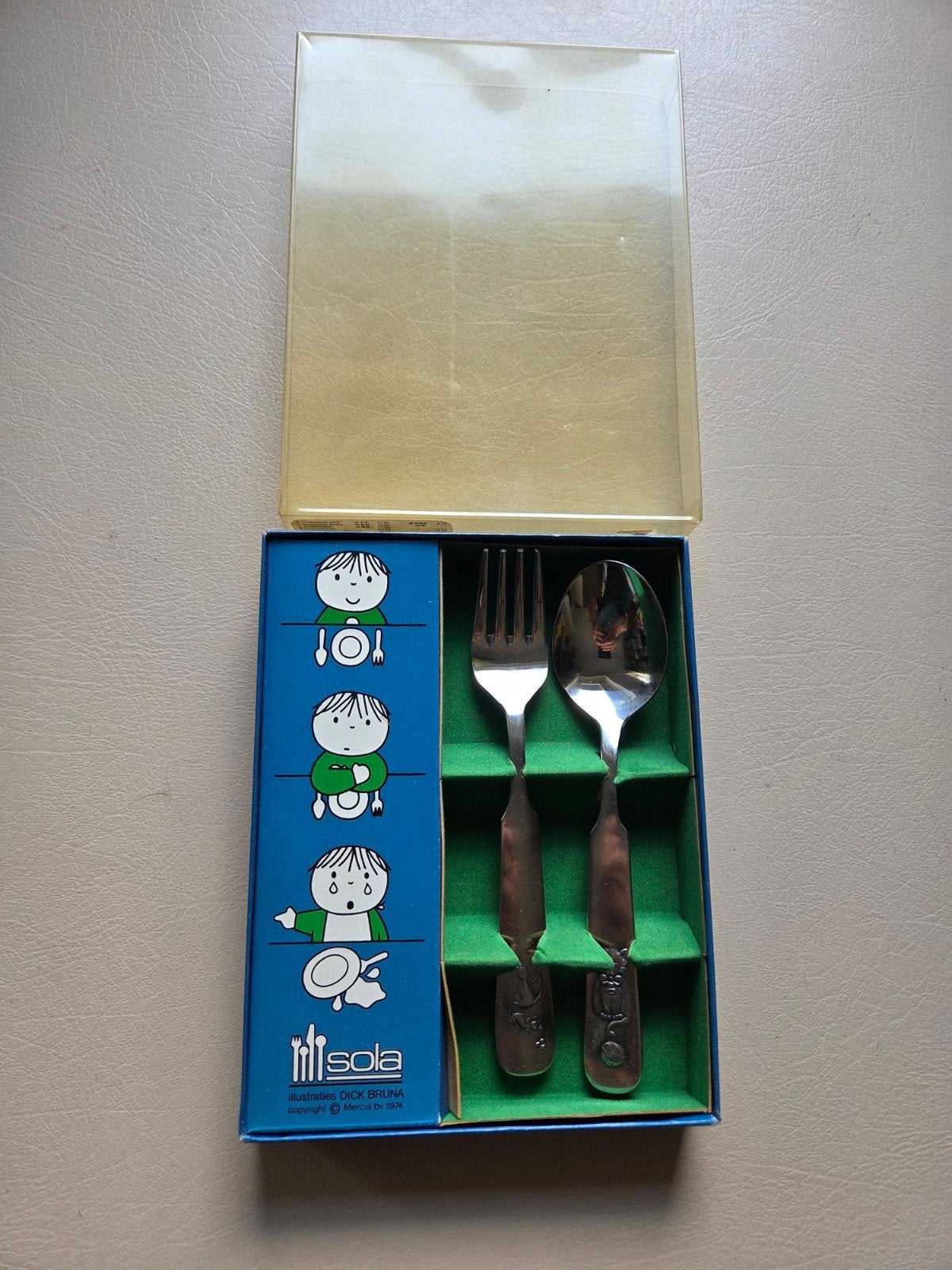 Vintage Sola kinderbestek Dick Bruna Nijntje 1974, Antiek en Kunst, Ophalen of Verzenden