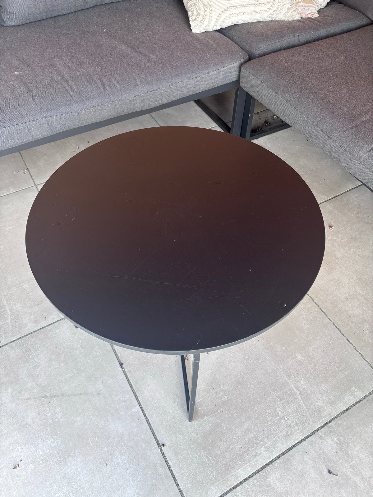 Zwarte ronde salontafel voor buiten - Ø 60 cm, Ophalen, Gebruikt, Rond, Metaal