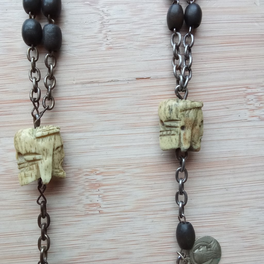 Rozenkrans met memento mori, Verzamelen, Ophalen of Verzenden, Gebruikt, Christendom | Katholiek