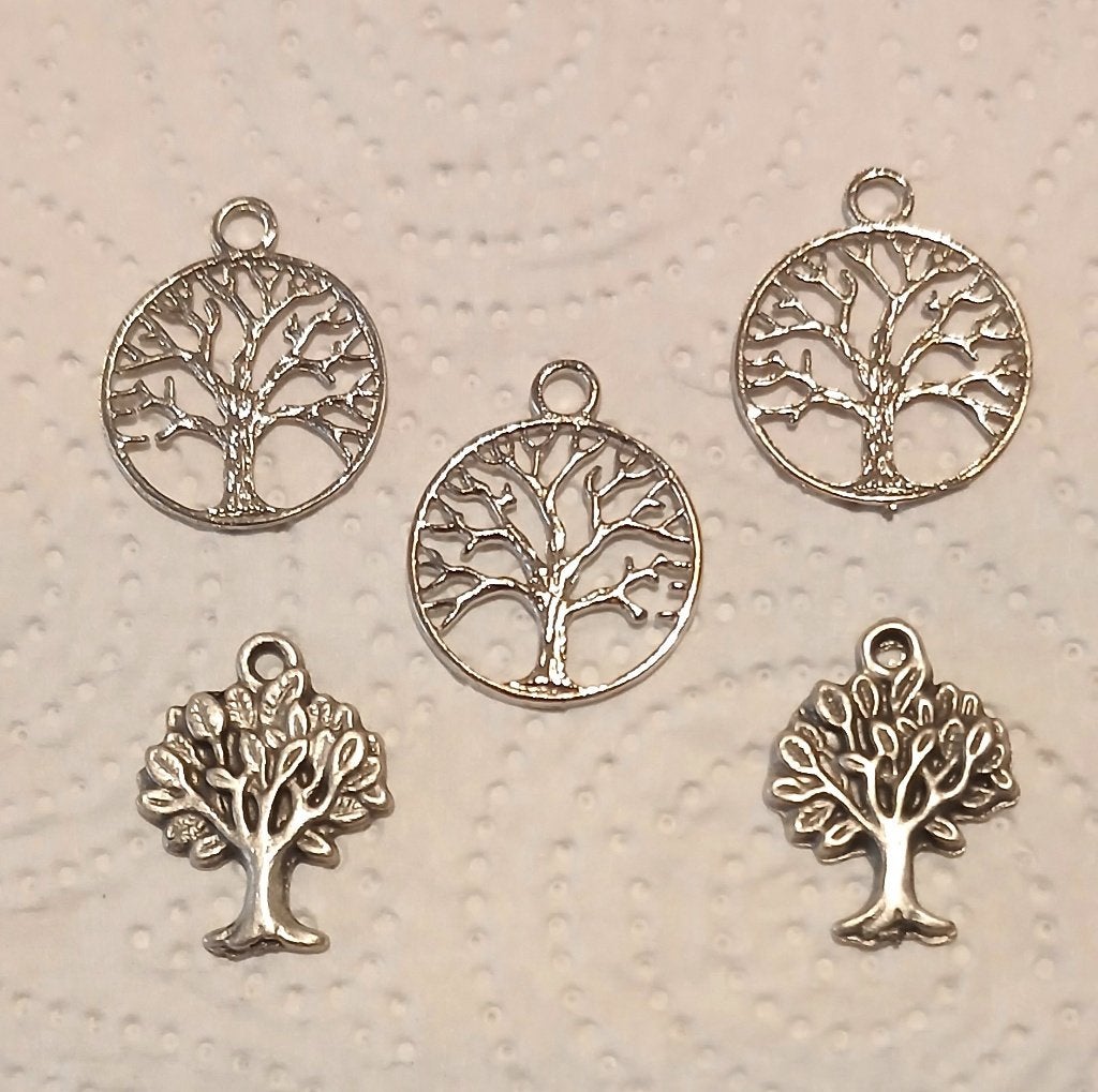 Levensboom 5 Charms (Bedels), zilverkleur - zie tekst, Overige merken, Verzenden, Nieuw, 4 bedels of meer