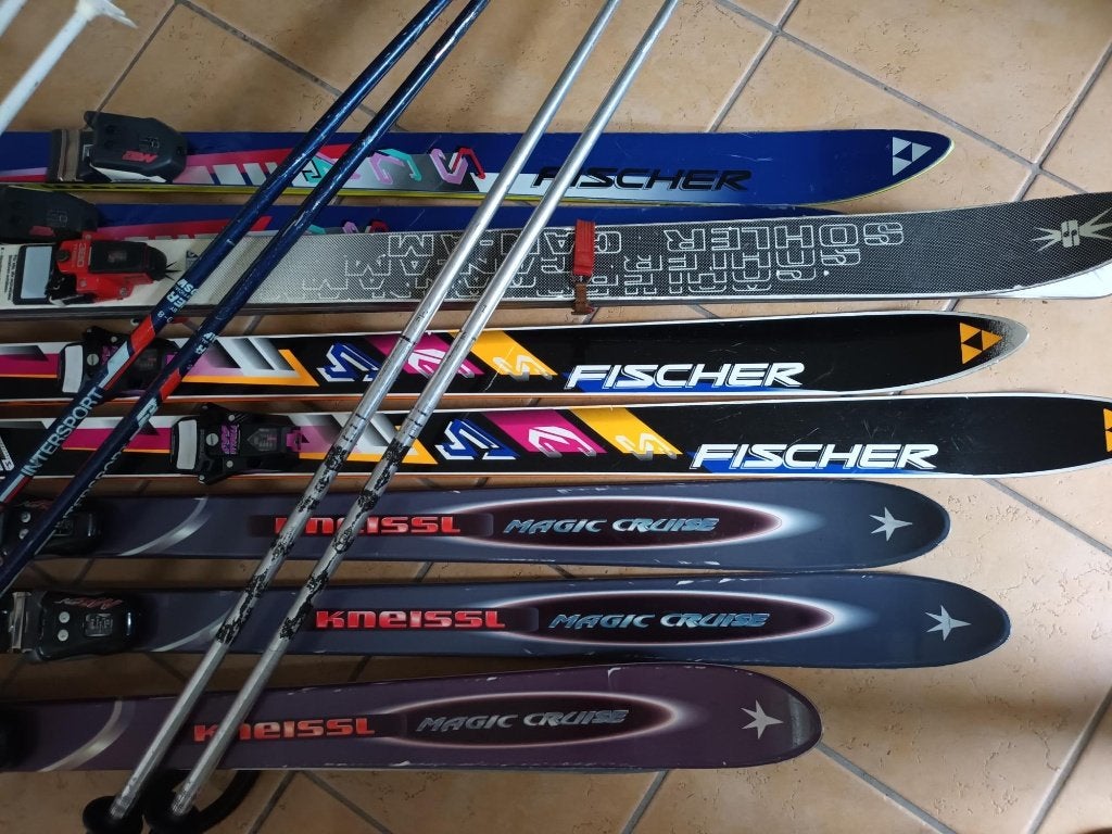 5 sets vintage ski's voor decoratie, Sport en Fitness, Skiën en Langlaufen, Ophalen, 160 tot 180 cm, Skiën, Ski's