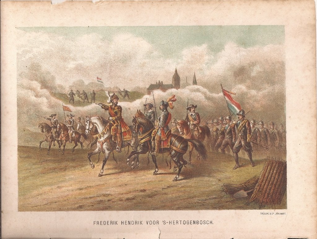 Frederik Hendrik voor 's-Hertogenbosch Litho 19e eeuw, 1800 - 1899, Militair, 22 cm, Ophalen of Verzenden
