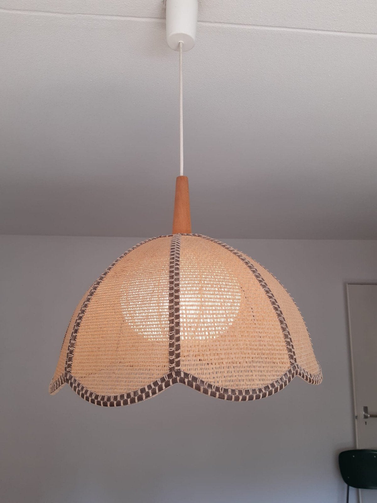 Hanglamp rotan vintage, Ophalen of Verzenden, Gebruikt, Vintage