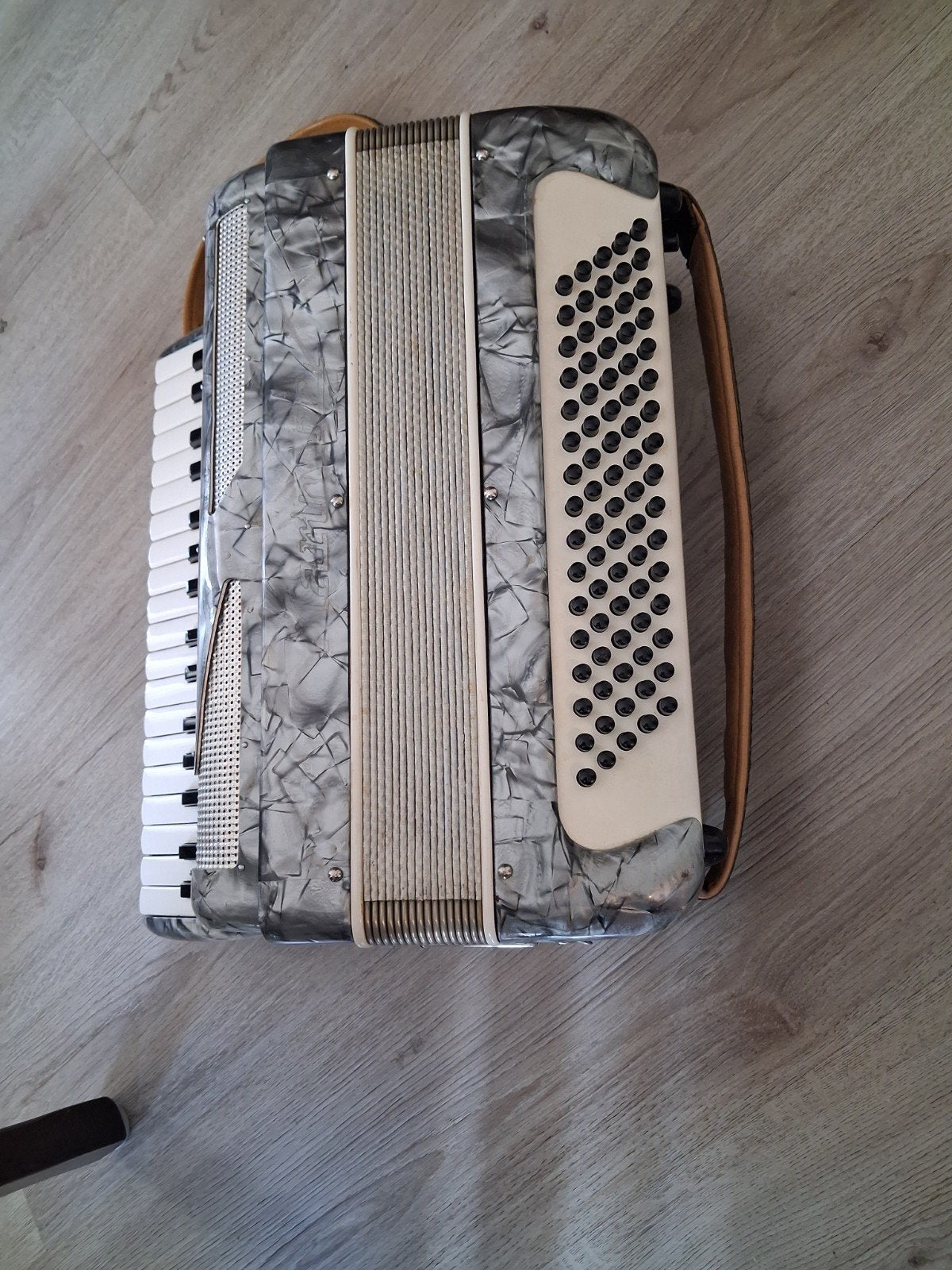 Accordeon met bladmuziek en riemen, Gebruikt, Met riemen, Overige formaten, Toetsaccordeon