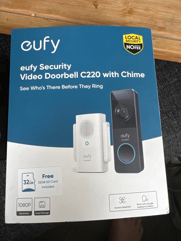 Eufy Security Video Deurbel C220 met Chime, Ophalen, Bewegingsdetectiesensor, Zo goed als nieuw, Draadloos