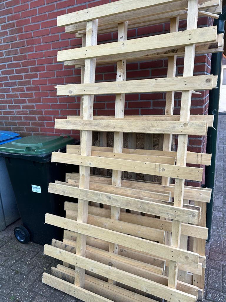 Gratis af te halen, pallet hout, Ophalen, Gebruikt, 25 tot 50 mm, 200 tot 250 cm