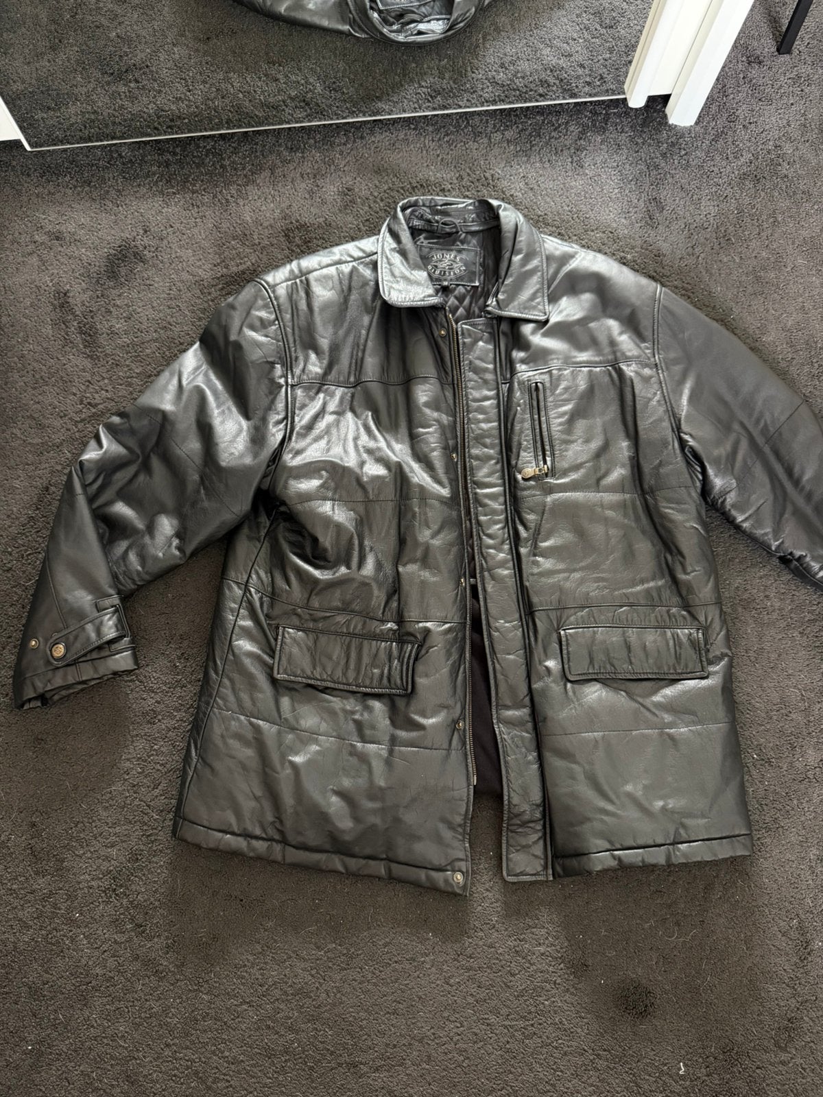 Vintage leren jas Jones Diuision maat XXL zwart, Kleding | Heren, Jassen | Winter, Ophalen of Verzenden, Zo goed als nieuw, Maat 56/58 (XL)