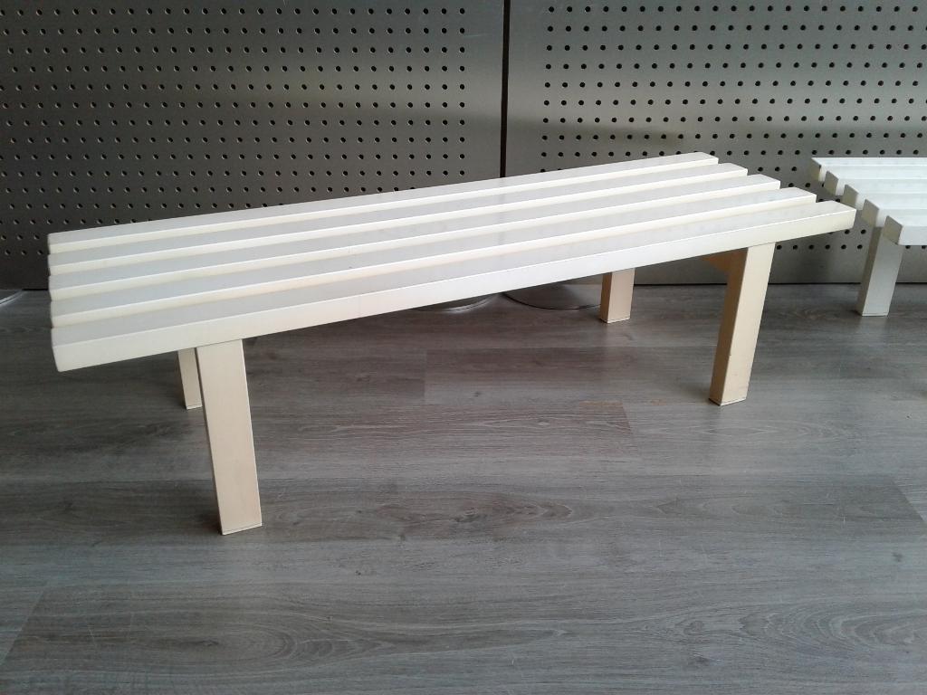 2x Lattenbank staal (Wit) Jaren 70, Zeer Mooi!, Huis en Inrichting, Ophalen, Minder dan 50 cm, Gebruikt, 100 tot 150 cm