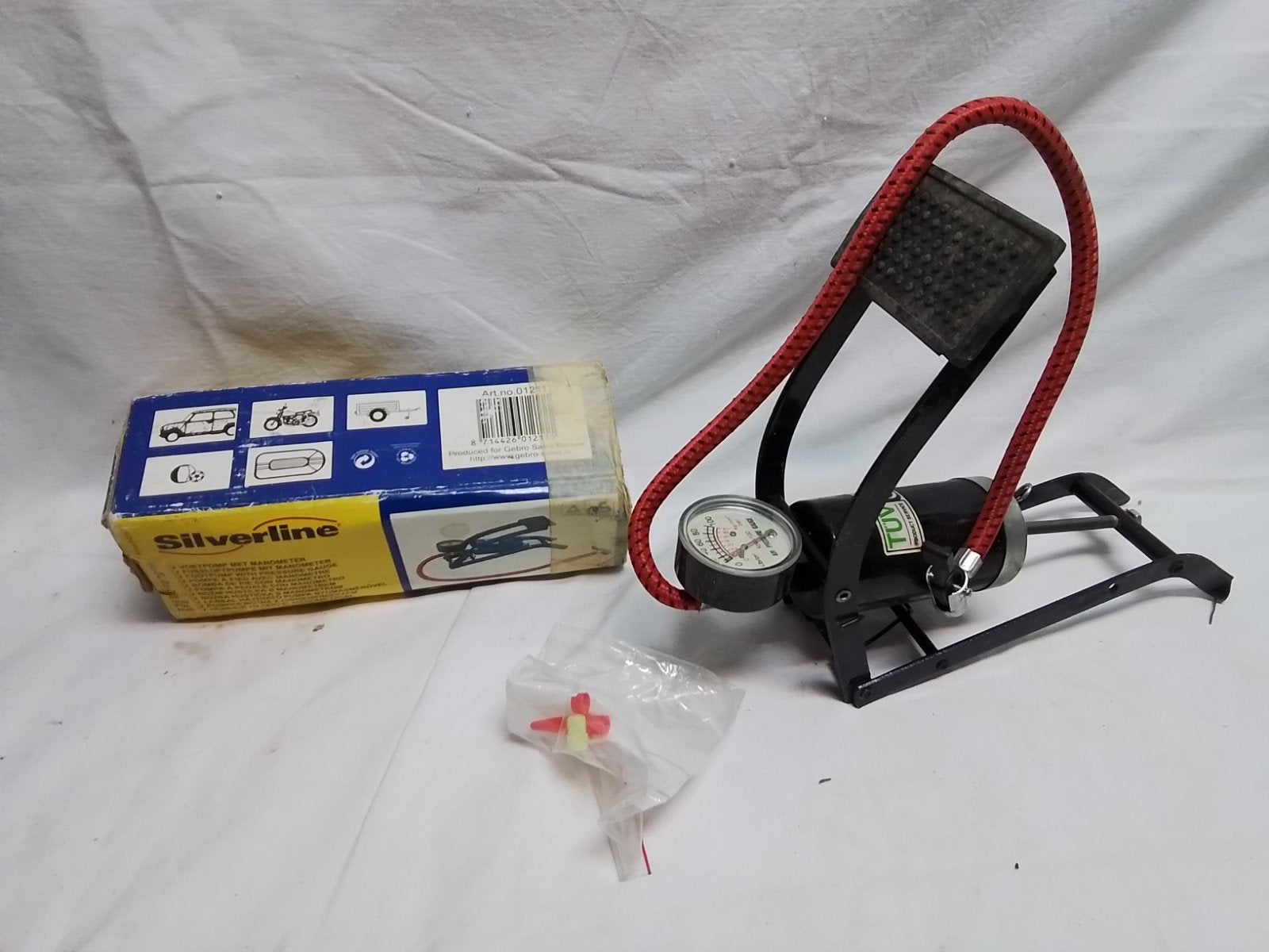Silverline Voetpomp met Manometer, Ophalen of Verzenden, Drukmeter, Zo goed als nieuw