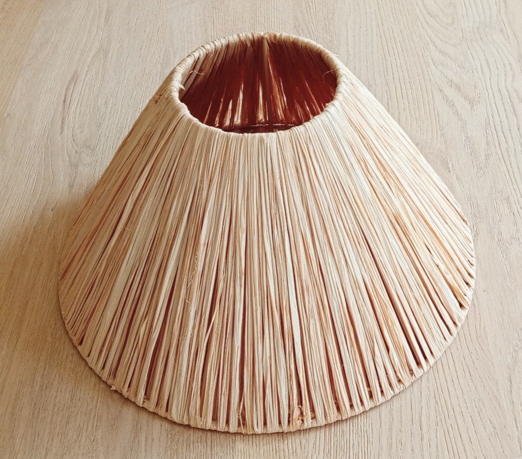 Raffia lampenkap - natuurlijke uitstraling - 35 cm, Ophalen, Gebruikt, Beige, Rond