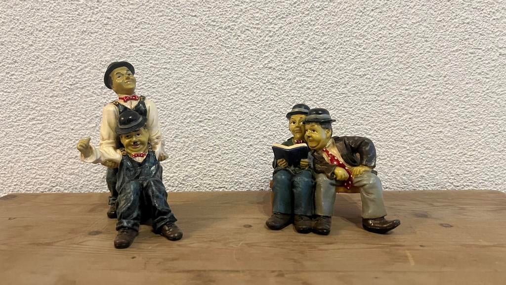 Set van 2  Laurel & Hardy Beeldjes De Dikke en de Dunne, Verzamelen, Beelden en Beeldjes, Ophalen of Verzenden