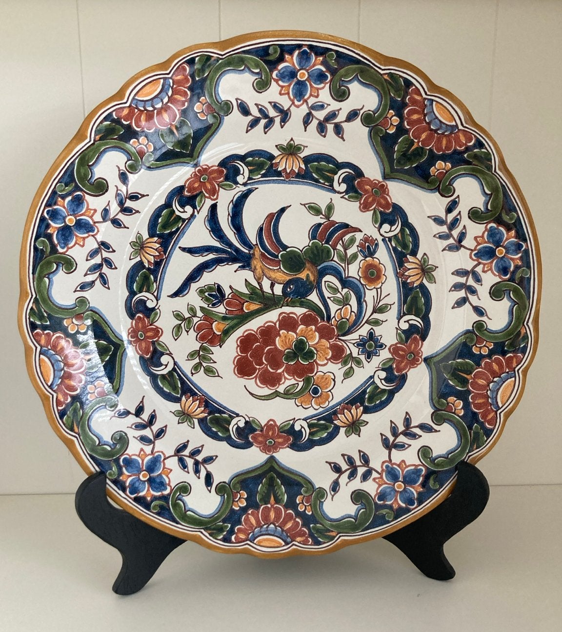 Makkum Tichelaar aardewerk wandbord bloemen vogel, Antiek en Kunst, Antiek | Porselein, Verzenden