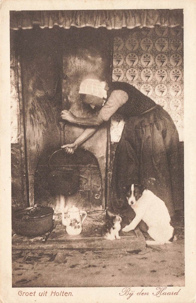 Holten, Bij de Haard, Klederdracht, Ophalen of Verzenden, 1920 tot 1940, Ongelopen, Overijssel