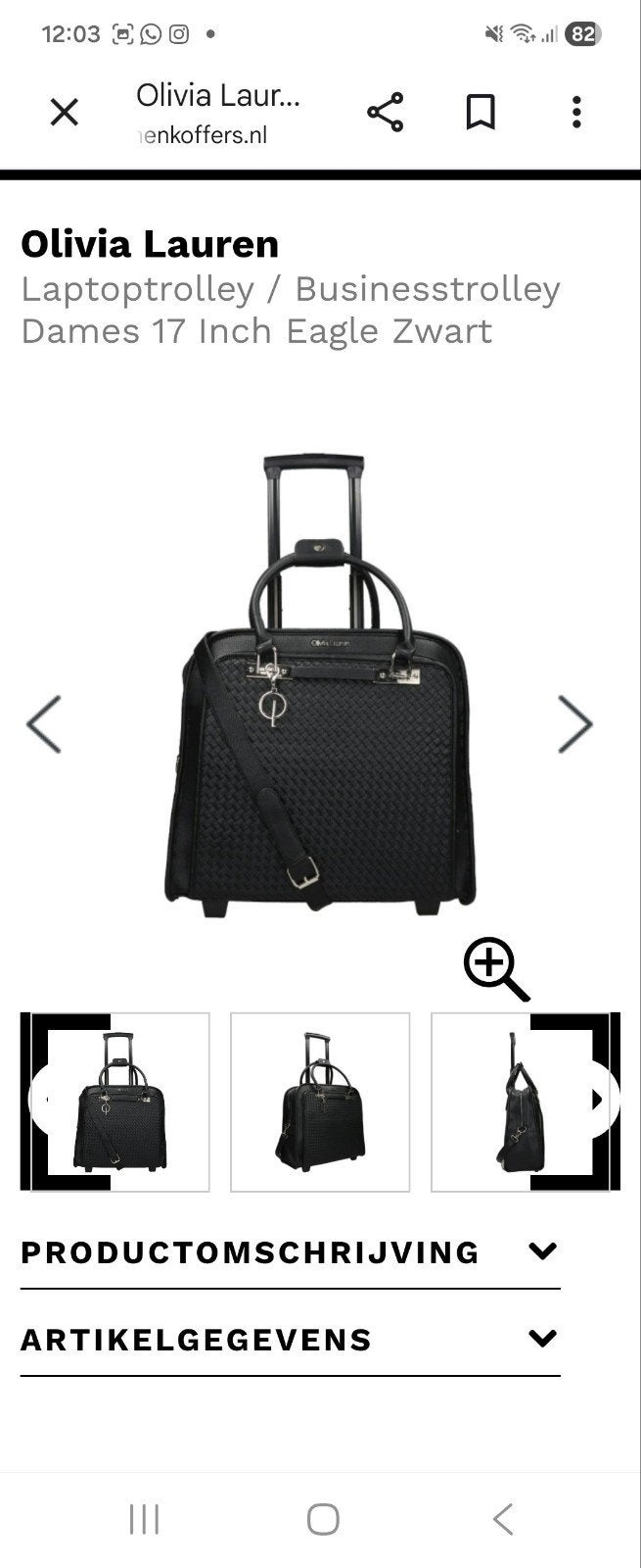 Laptoptrolley/ Business trolley 17 inch Eagle zwart., Ophalen of Verzenden, 17 inch of meer, Zo goed als nieuw, Trolleytas