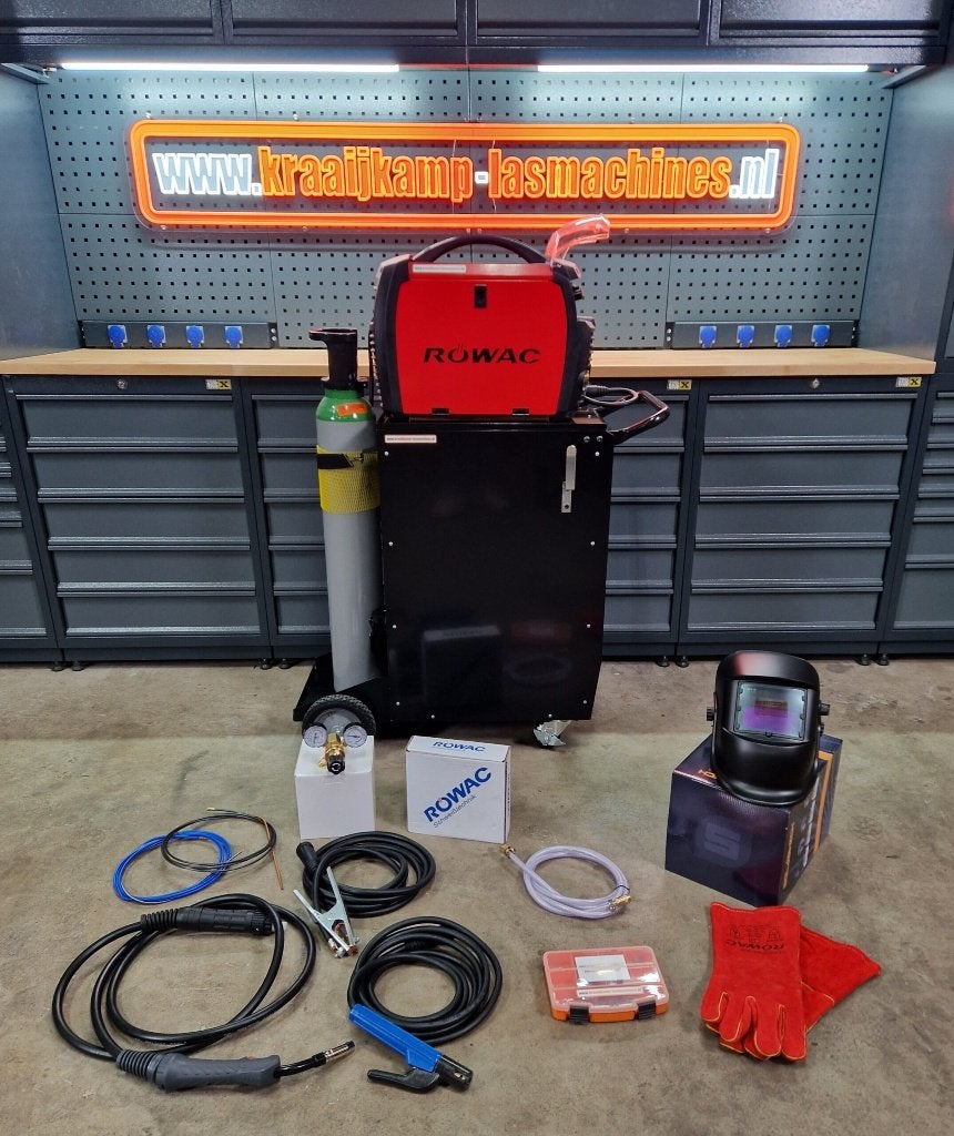 Compleet pakket! Rowac MIG 200P DUBBEL PULSE 230v, Ophalen of Verzenden, Nieuw, 150 tot 250 ampère, Co2