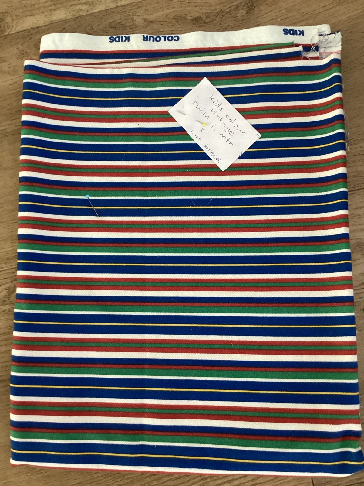 Vintage Colour Kids gestreepte stof - 1 meter, Ophalen, Meerkleurig, 120 cm of meer, Nieuw