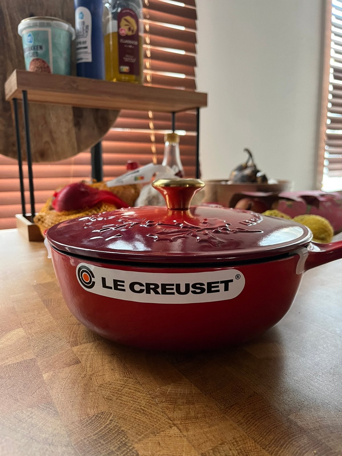 LE CREUSET - Holly Collection sauspan 21cm gietijzer rood, Ophalen, Nieuw, Gietijzer, Le Creuset
