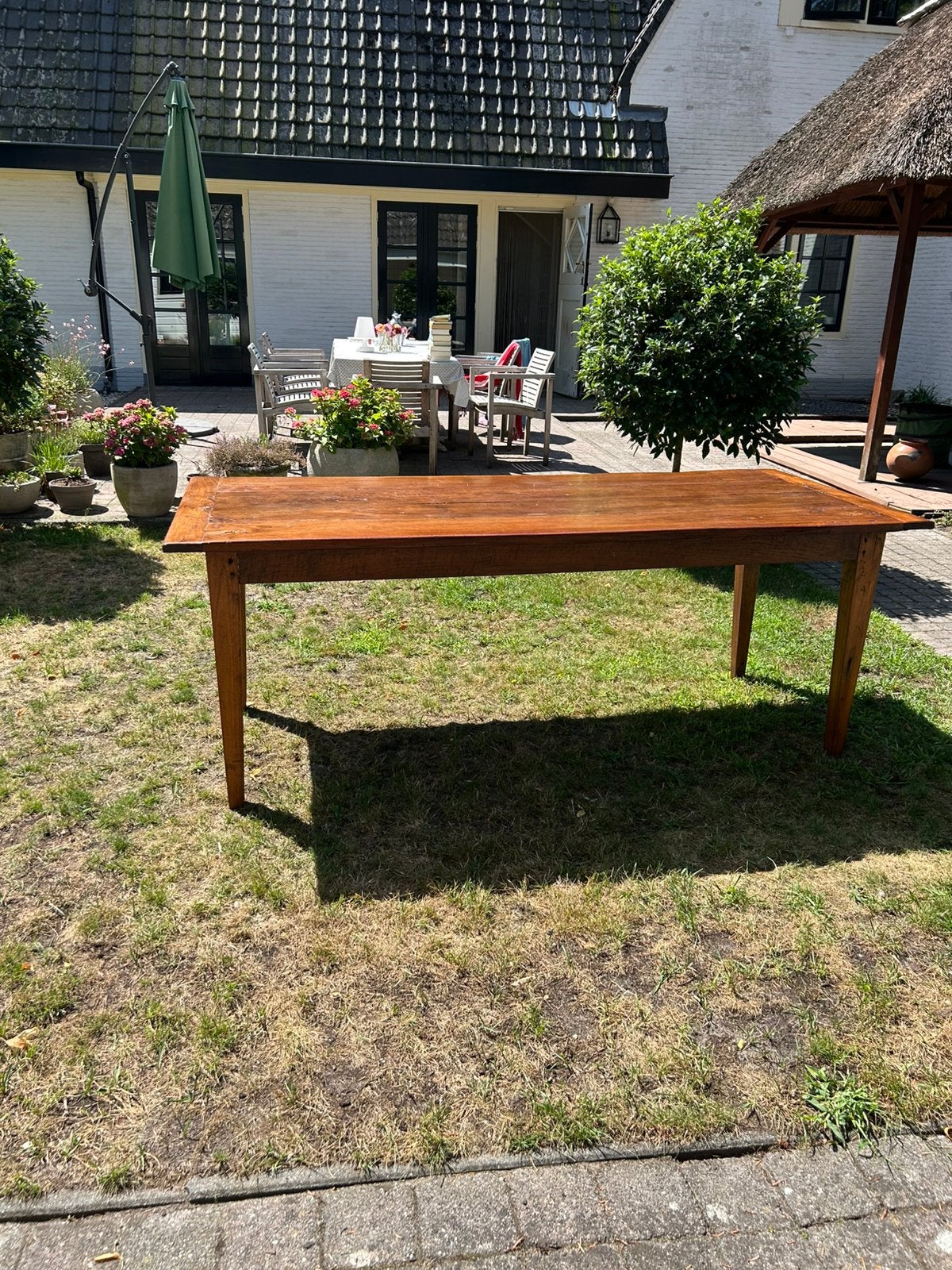Eettafel 220 x 92, Ophalen, Gebruikt, 200 cm of meer, 50 tot 100 cm