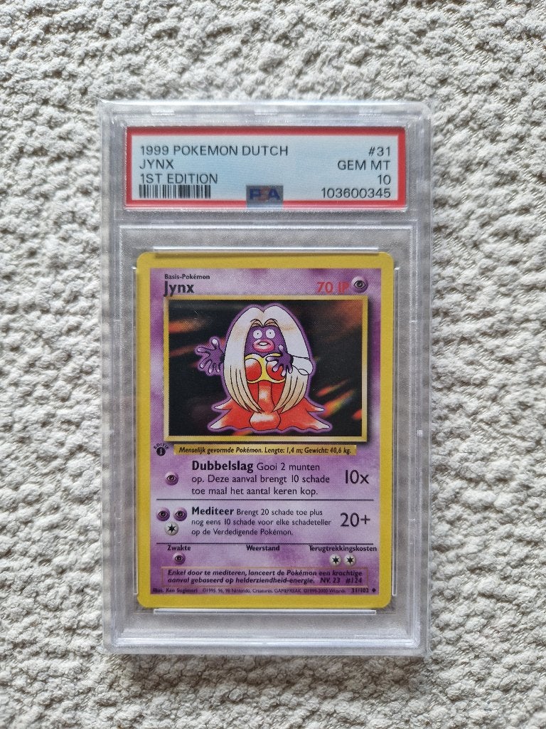 Jynx Dutch Base Set 1st Edition PSA 10, Ophalen of Verzenden, Zo goed als nieuw, Losse kaart
