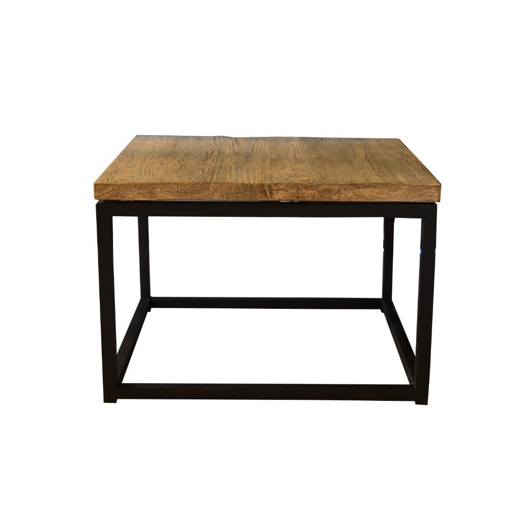 Salontafel 60 x 60 xH40 IJzer Industrieel en Old Pine, Ophalen, 100 tot 150 cm, Vierkant, Nieuw