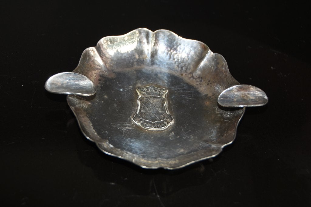 Vintage verzilverde asbak Benschop Sola 100, Verzamelen, Verzenden, Gebruikt, Asbak