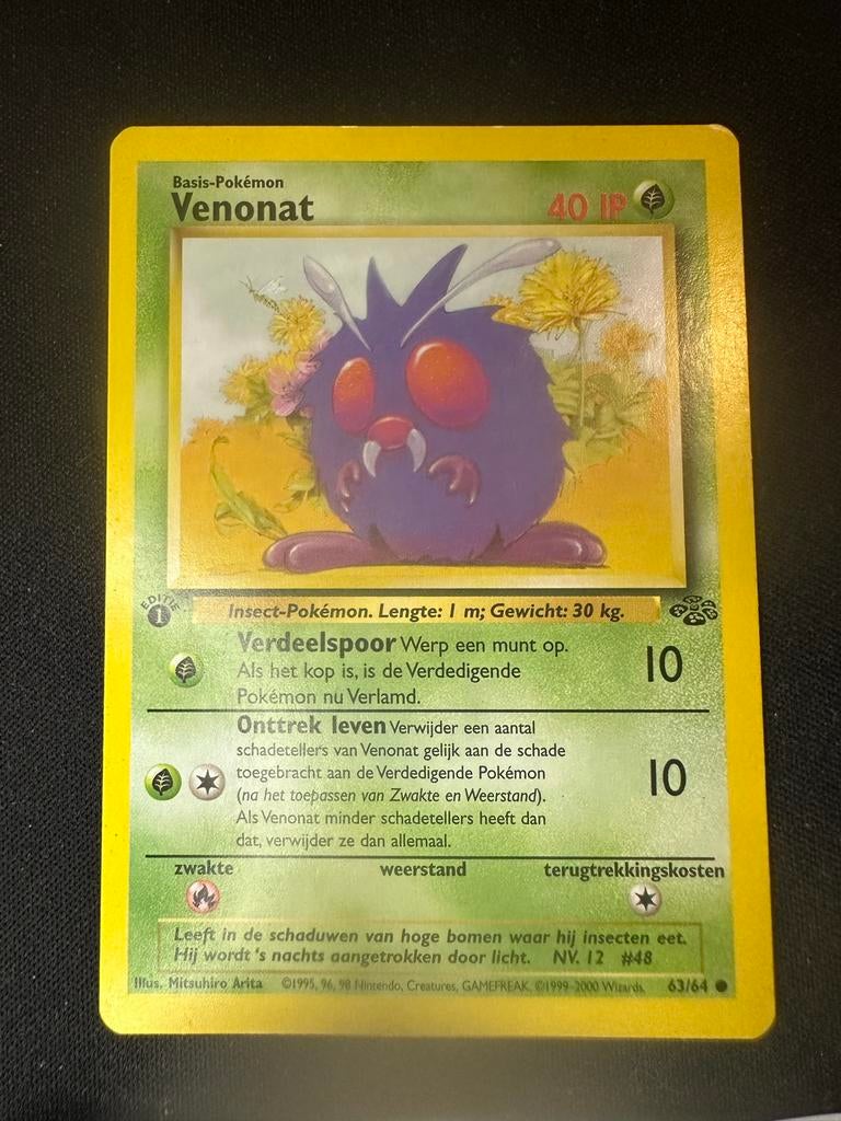 Venonat Jungle 63/64 - 1st / First Edition, Ophalen of Verzenden, Gebruikt, Losse kaart