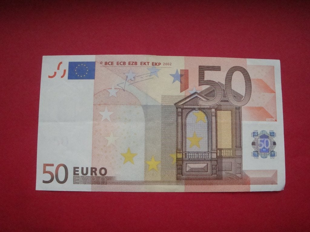 Bankbiljet België 50 Euro Trichet 2002., Postzegels en Munten, Verzenden, België, 50 euro, Los biljet