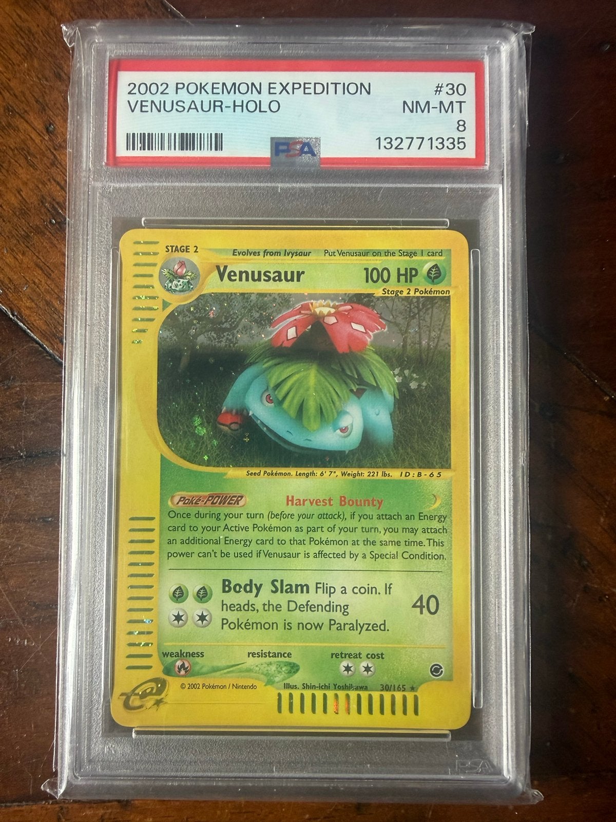 Pokémon Venusaur Holo #30 PSA 8 - 2002 Expedition, Ophalen of Verzenden, Zo goed als nieuw, Losse kaart