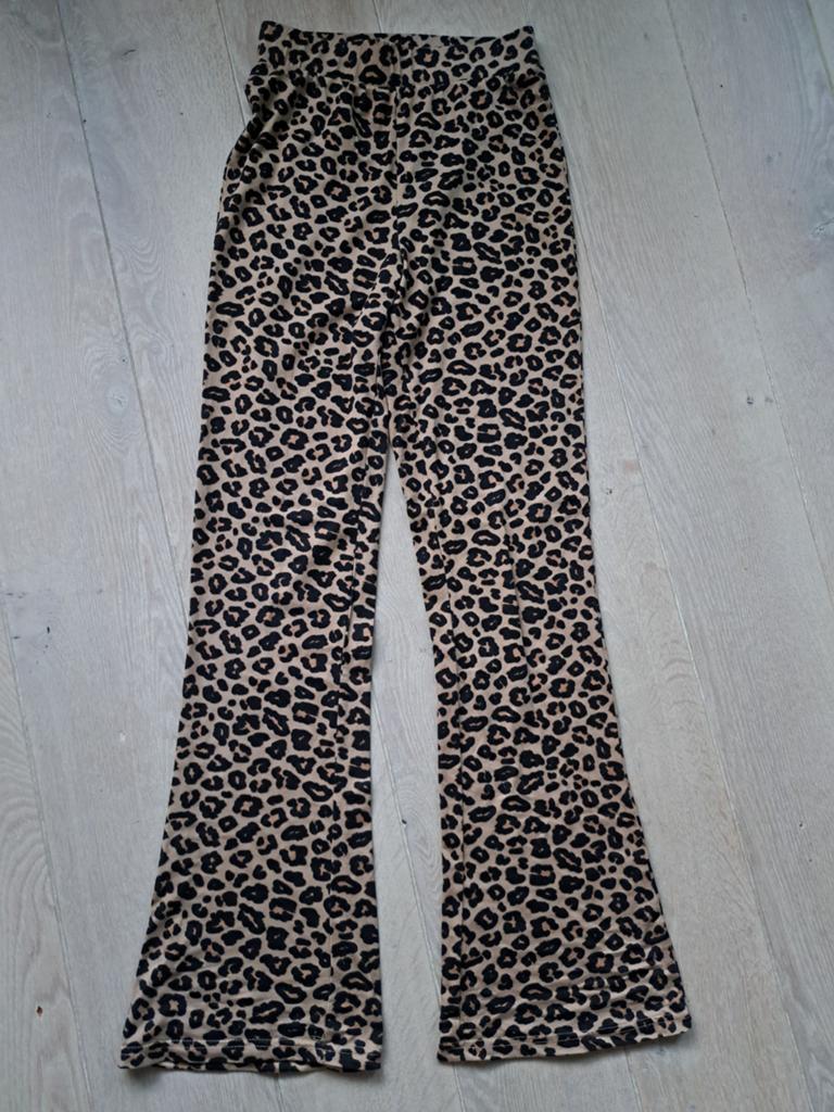 Luipaardprint flared broek, Maat 38/40 (M), Beige, Ophalen of Verzenden, Lang