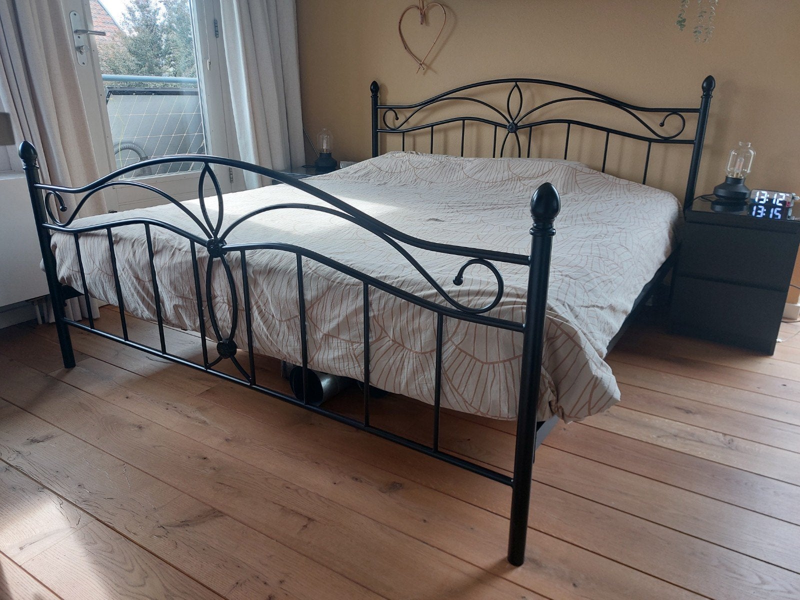 Metalen bedframe met lattenbodem 180x200 cm, Ophalen, Zwart, Tweepersoons, Zo goed als nieuw
