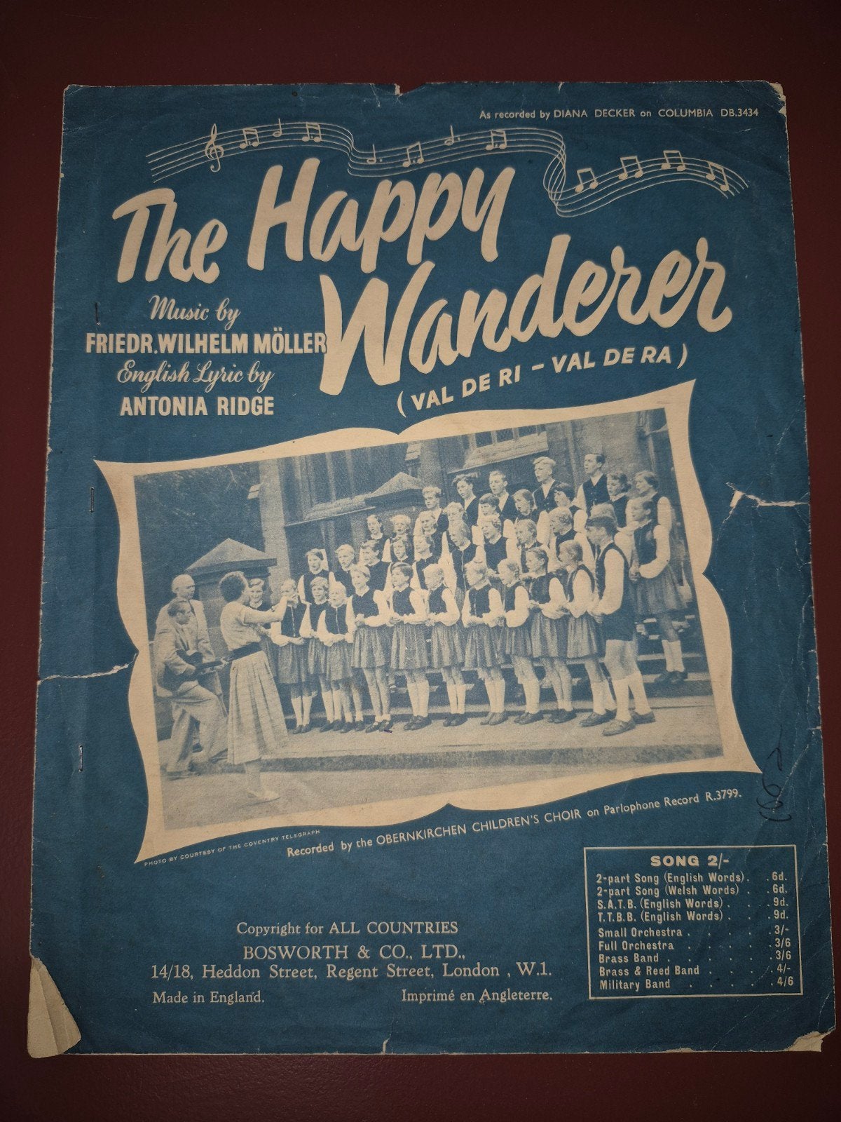 The Happy Wanderer (Val de Ri - Val de Ra) bladmuziek, Ophalen of Verzenden