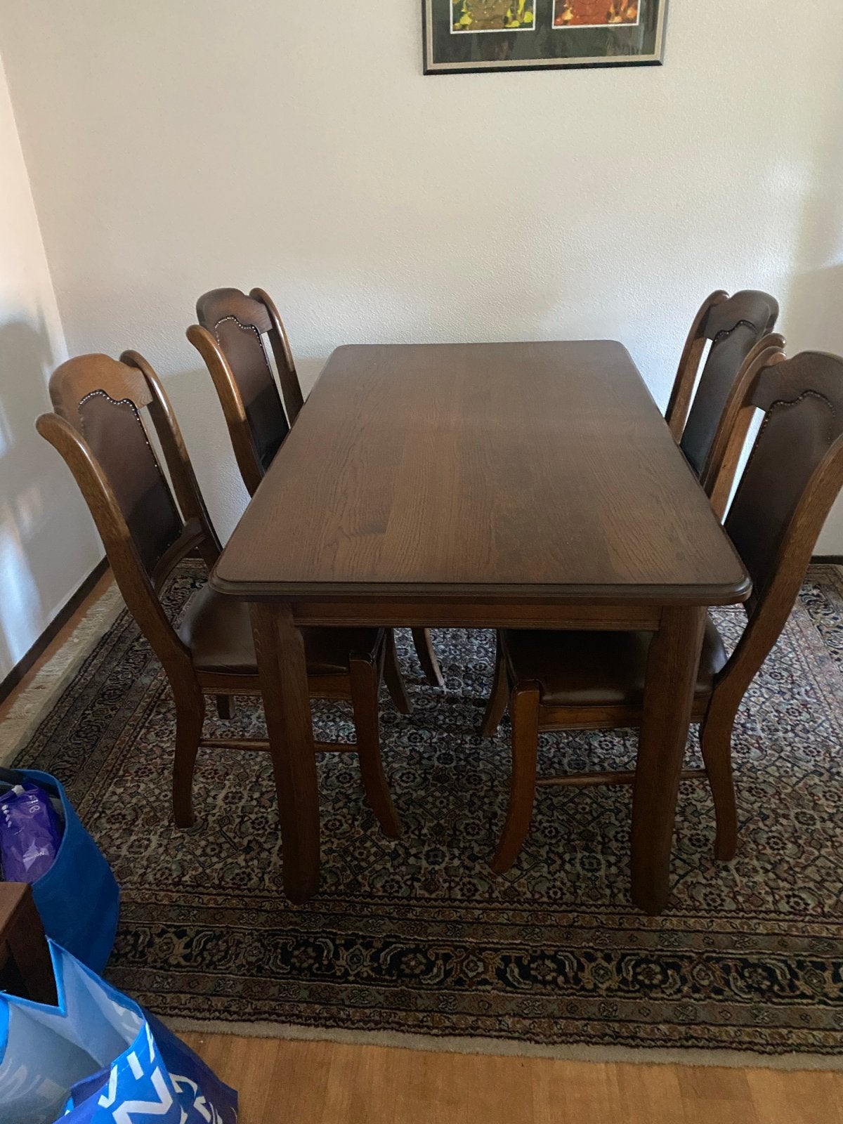 Eiken eethoek met 4 stoelen, Ophalen of Verzenden, Gebruikt, Minder dan 4 stoelen
