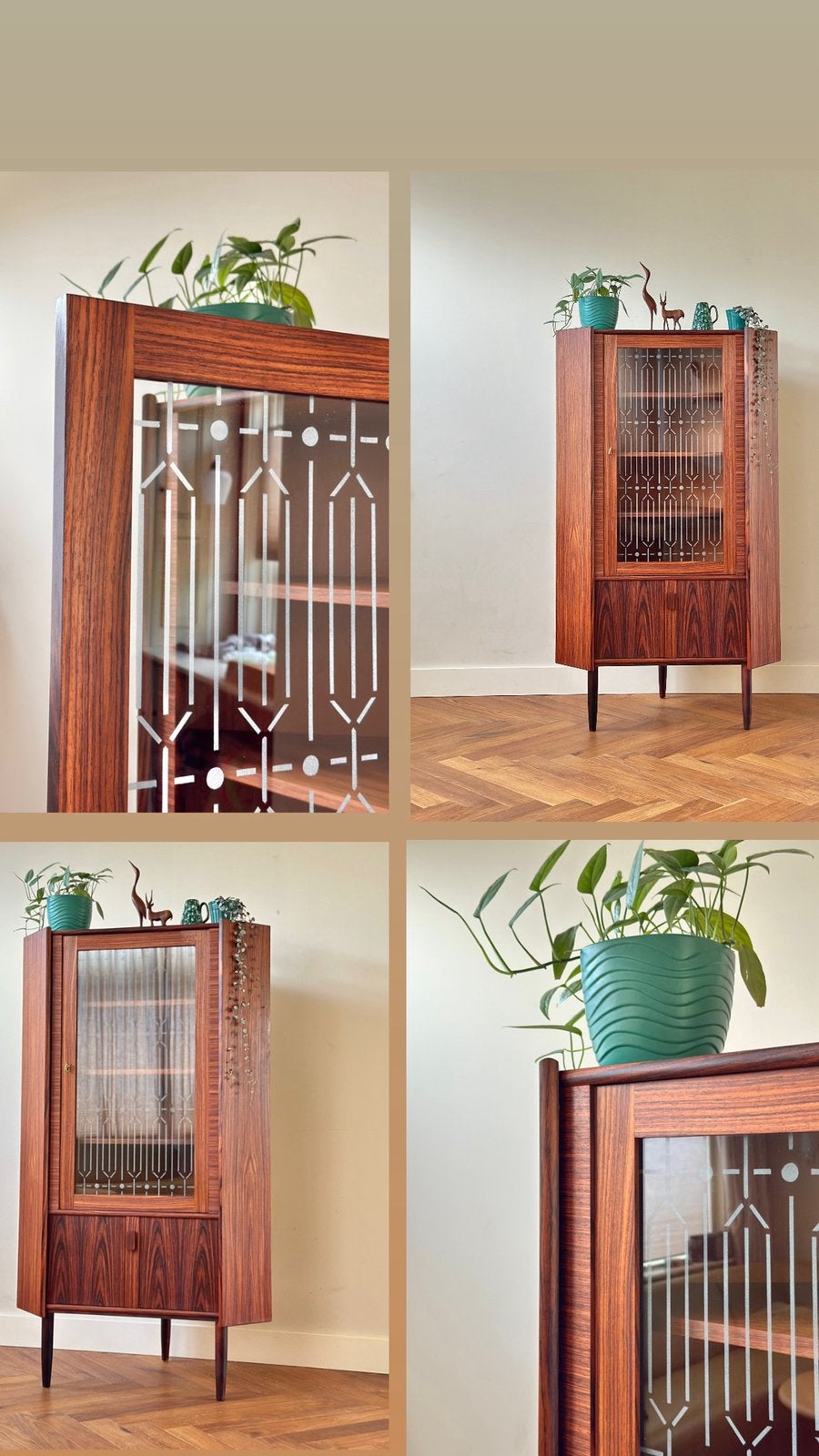 Vintage hoekkast Deens pallisander hout jaren 50/60/70, Huis en Inrichting, Kasten | Wandmeubels, Ophalen, Zo goed als nieuw, Minder dan 150 cm