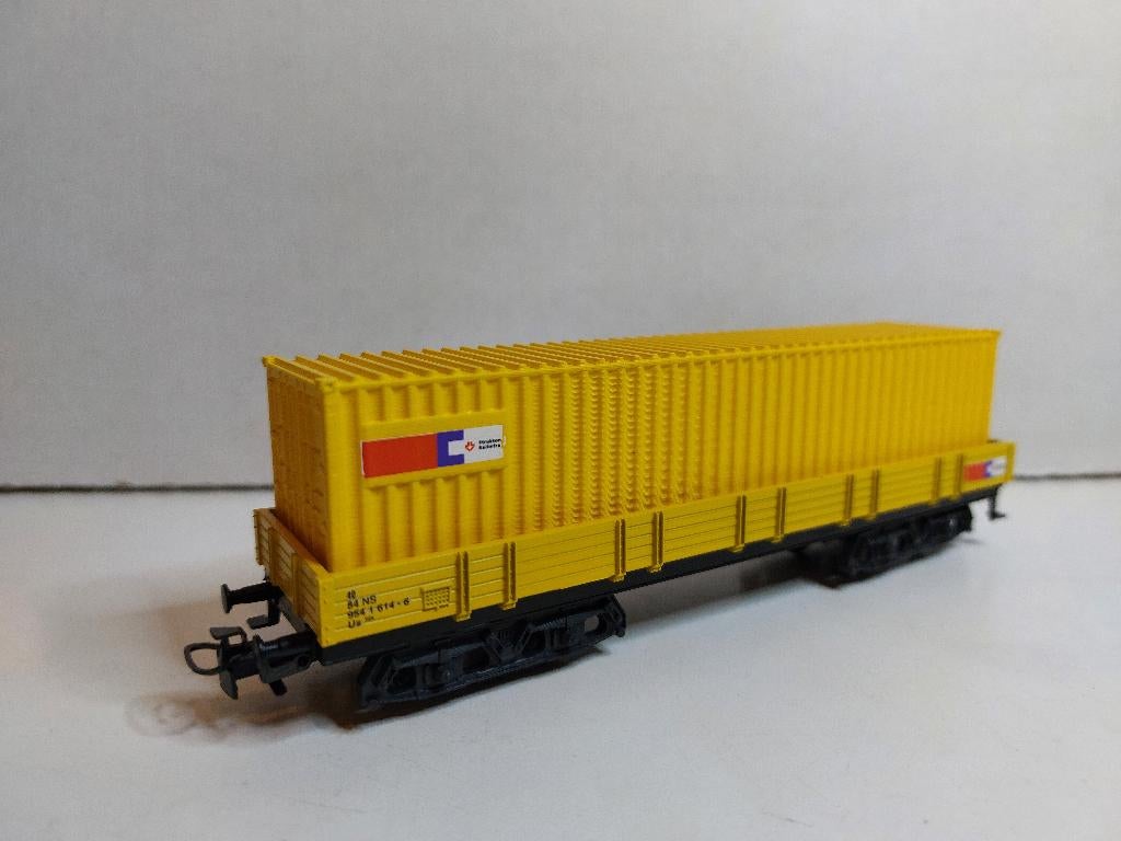 Strukton Lage Bakwagon met 40 ft. Container **Nieuw** (02), Hobby en Vrije tijd, Modeltreinen | H0, Wisselstroom, Ophalen of Verzenden