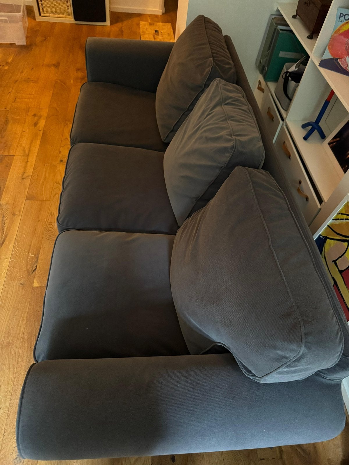 Ektorp ikea bank donkergrijs, Ophalen, Driepersoons, 75 tot 100 cm, Zo goed als nieuw