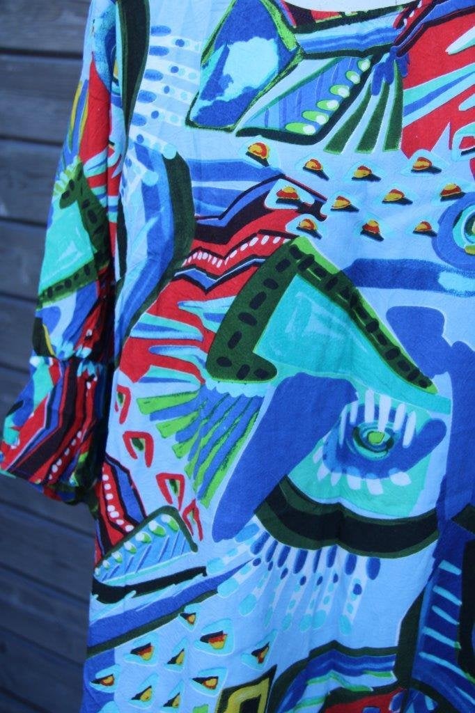 Jurk blauw/ kaki/ rood Orientique mt 46 Vaste prijs, Blauw, Maat 46/48 (XL) of groter, Orientique, Ophalen of Verzenden