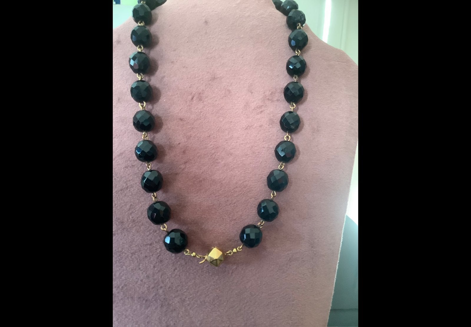 Antiek git gitten ketting collier op goudengraad en slot 14k, Verzenden, Zo goed als nieuw, Met edelsteen, Goud