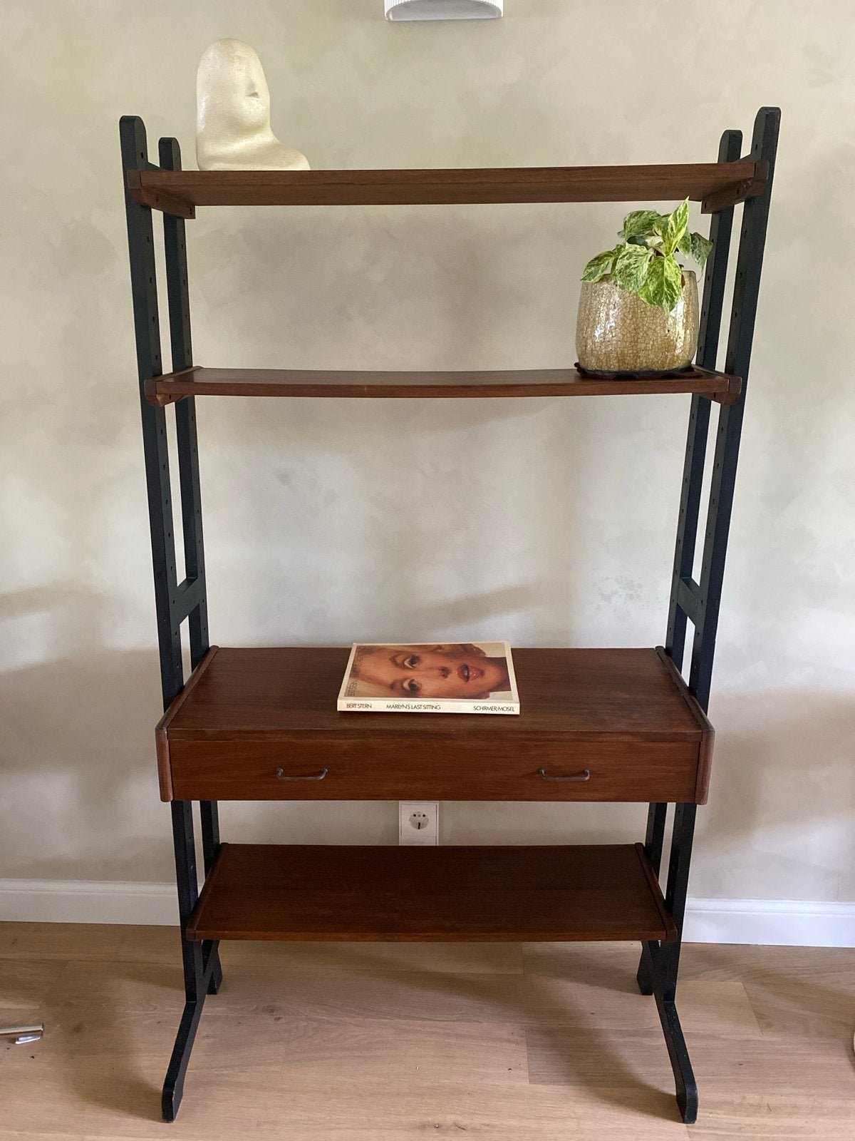 MOET WEG: Simpla Lux Teak Wandsysteem Wandmeubel jaren 60, Gebruikt, 100 tot 150 cm, Teakhout, Met lade(s)