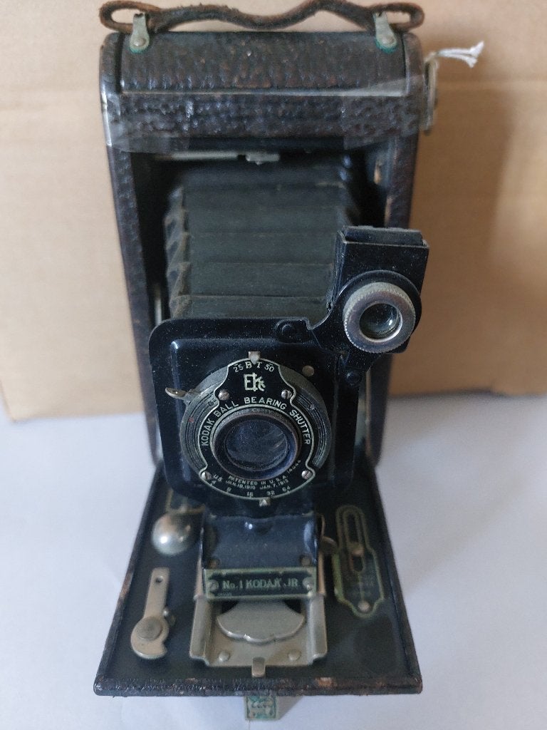 Vintage Kodak No. 1 Autographic Kodak Junior camera+tas (41), Ophalen of Verzenden, 1940 tot 1960, Fototoestel