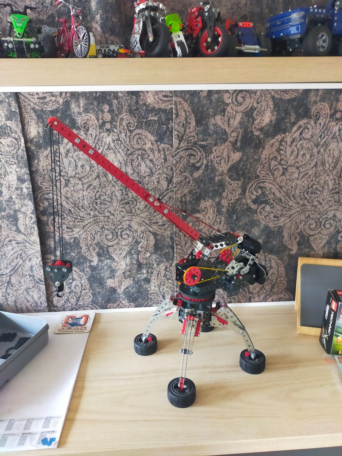 Meccano hijskraan met elektromotor - Speciale rode uitvoerin, Ophalen of Verzenden