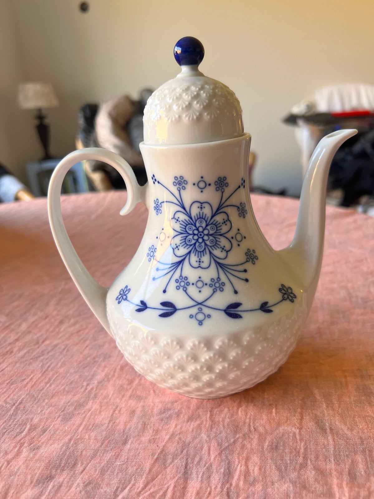 Hutschenreuther Porseleinen Koffie-/Theepot - Blauw Wit Vint, Ophalen of Verzenden