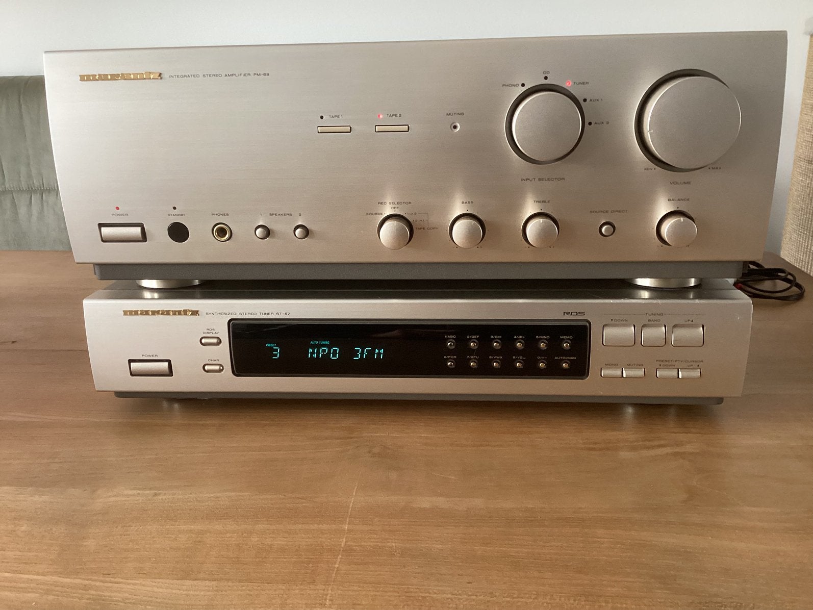 Marantz PM 68 phono MM (gratis ST 57 RDS tuner) goede staat, Marantz, Gebruikt, Ophalen of Verzenden, 60 tot 120 watt