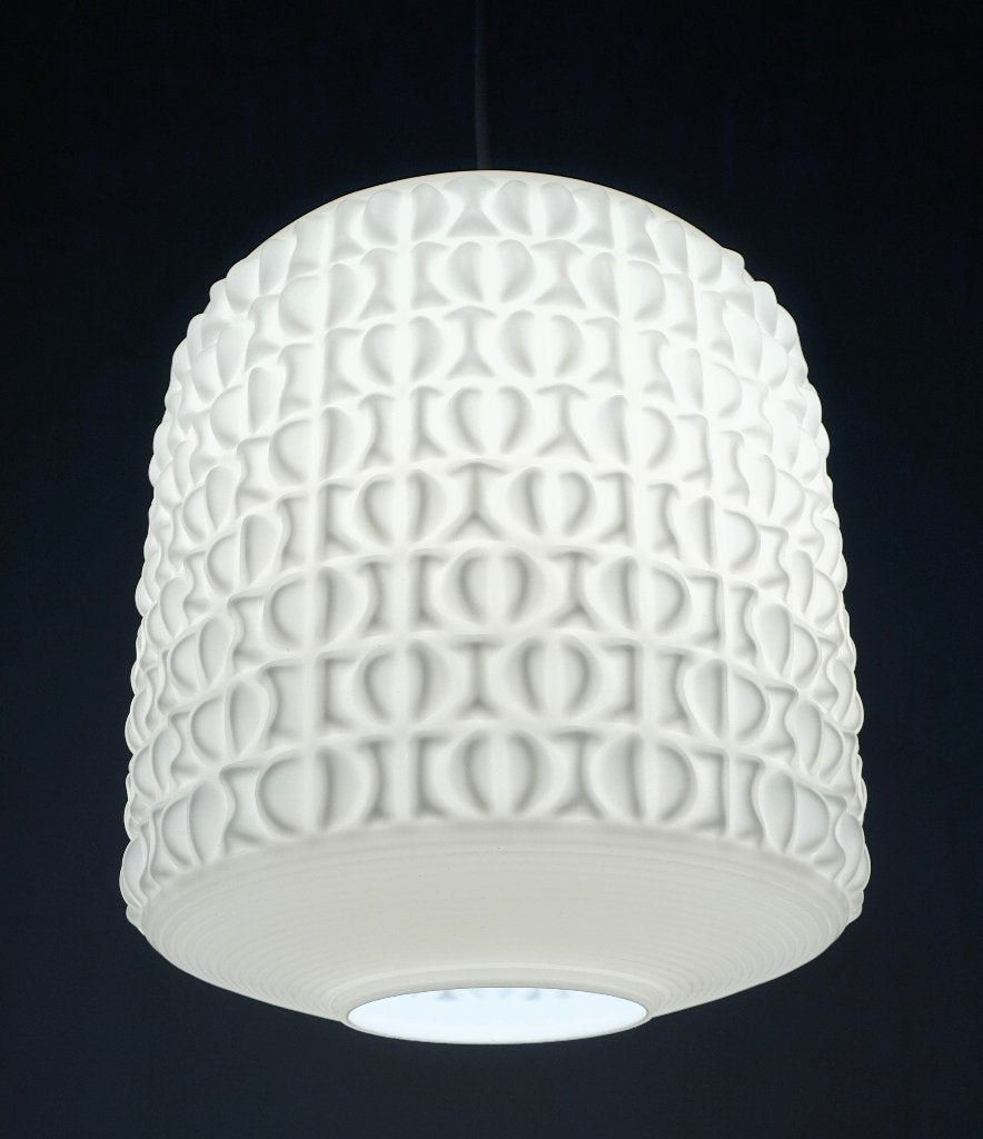 Vintage Aloys Gangkofner hanglamp opaline retro Space Age, Ophalen of Verzenden, Gebruikt, Vintage design Space Age hanglamp opaline glas retro